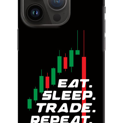 Eat Sleep Trade Repeat iPhone 14 Pro Hard Case Back Cover by Casekaro