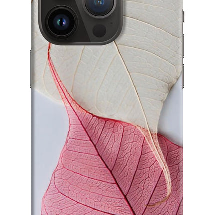 White Pink Leaf iPhone 14 Pro Hard Case Back Cover by Casekaro