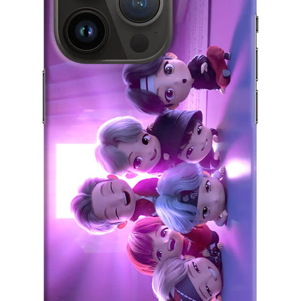 BTS Chibi iPhone 14 Pro Hard Case Back Cover by Casekaro