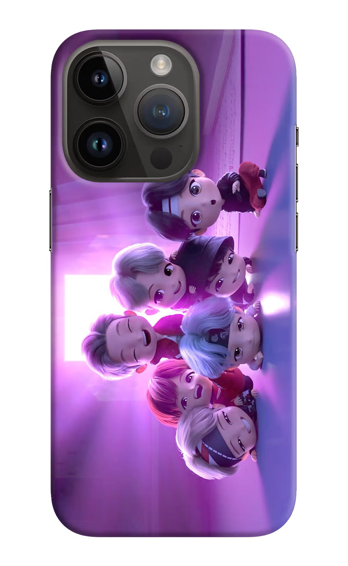 BTS Chibi iPhone 14 Pro Hard Case Back Cover by Casekaro