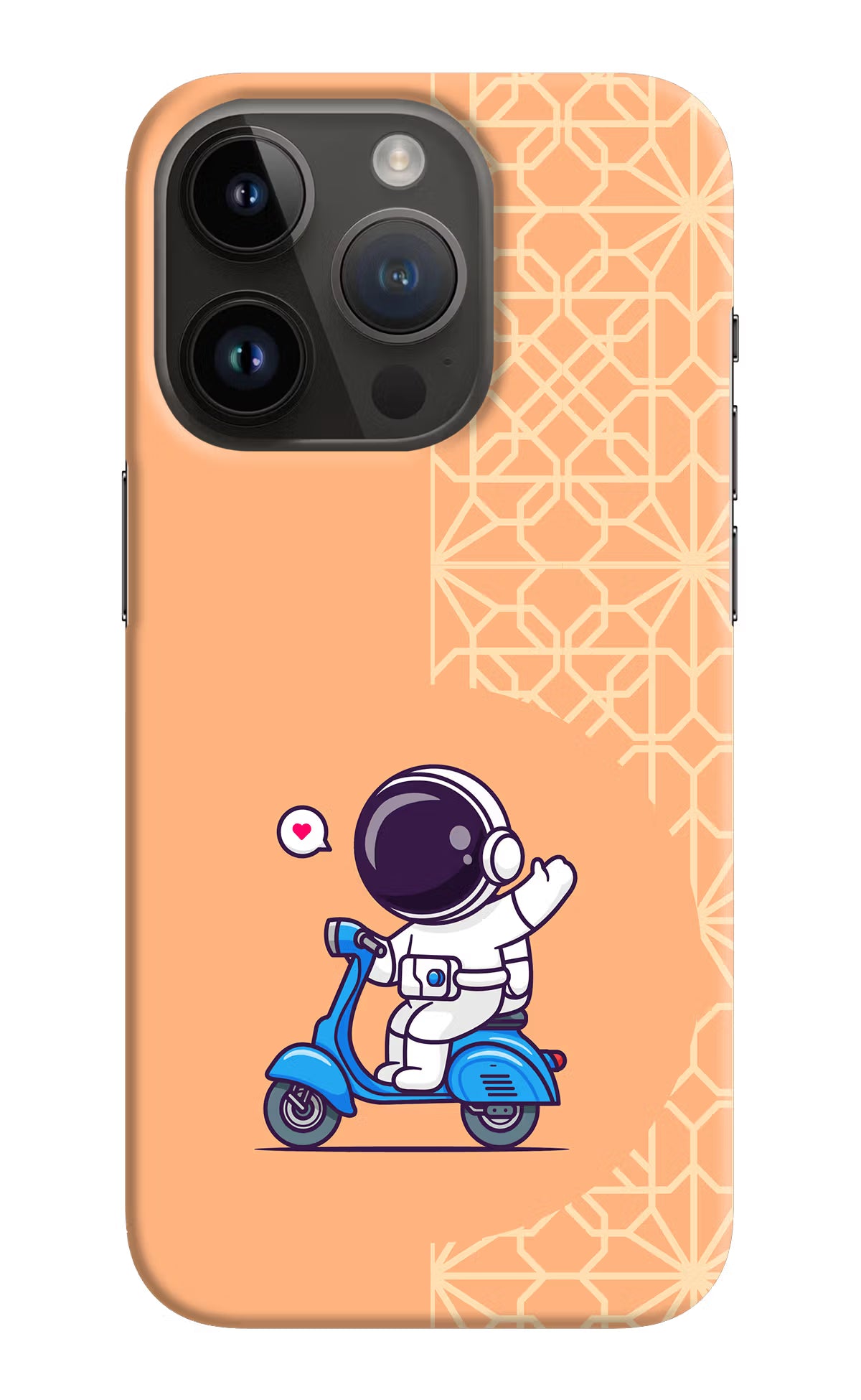 Cute Astronaut Riding iPhone 14 Pro Hard Case Back Cover by Casekaro