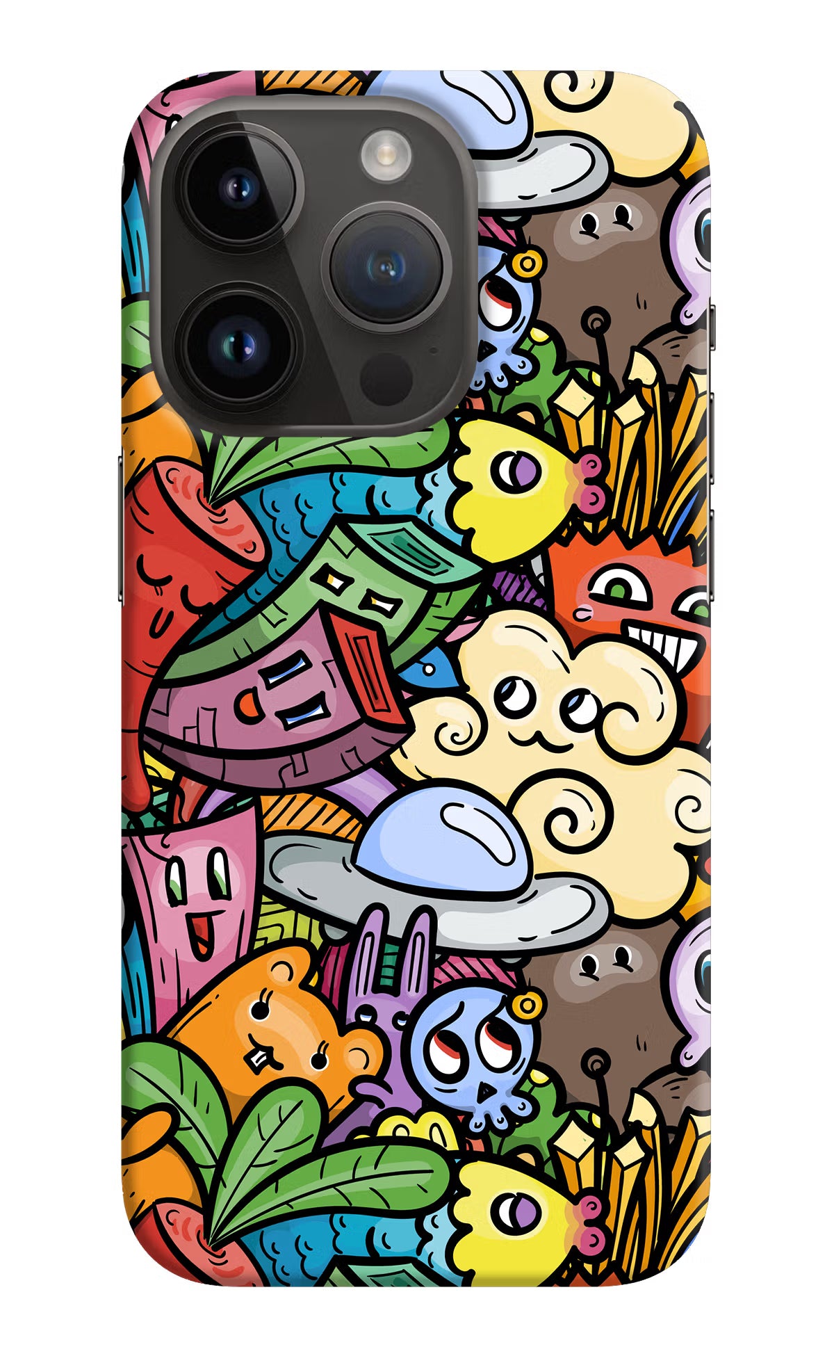 Veggie Doodle iPhone 14 Pro Hard Case Back Cover by Casekaro