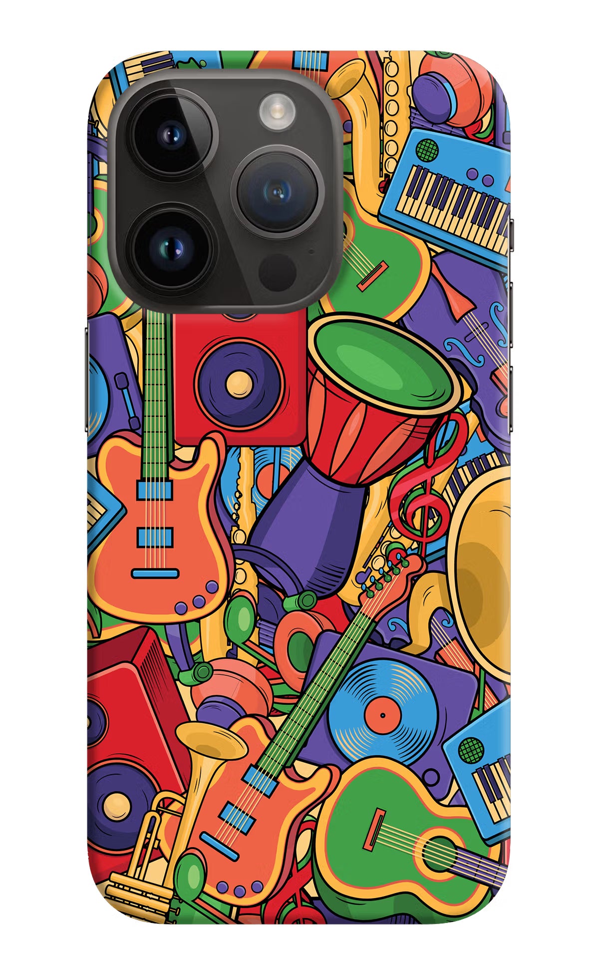 Music Instrument Doodle iPhone 14 Pro Hard Case Back Cover by Casekaro