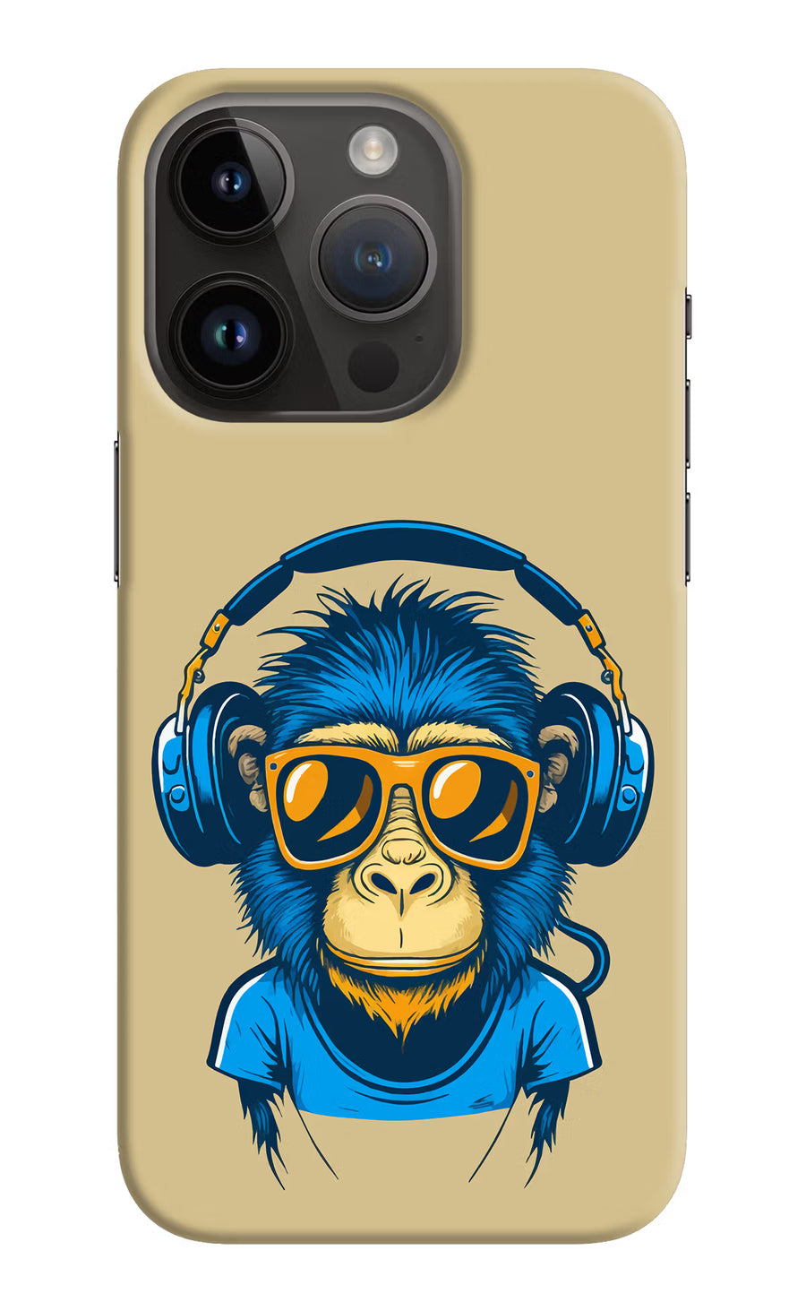 Monkey Headphone iPhone 14 Pro Back Cover, Hard case