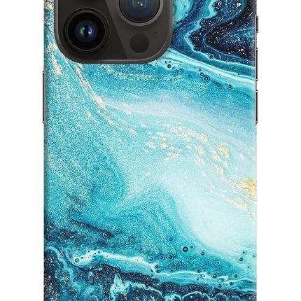 Blue Glitter Marble iPhone 14 Pro Hard Case Back Cover by Casekaro