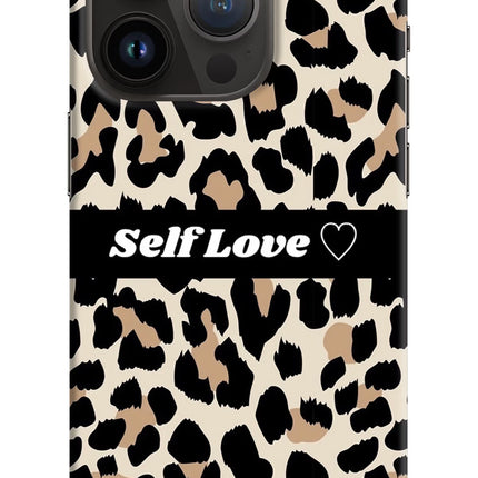 Leopard Print Self Love iPhone 14 Pro Hard Case Back Cover by Casekaro