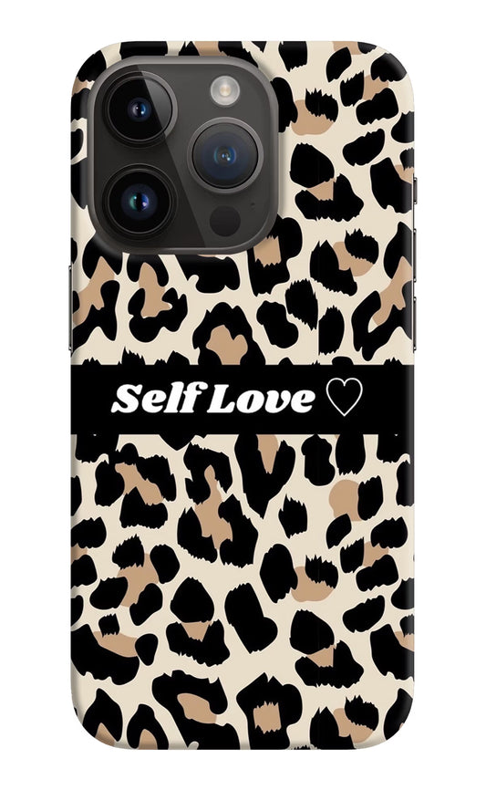 Leopard Print Self Love iPhone 14 Pro Hard Case Back Cover by Casekaro