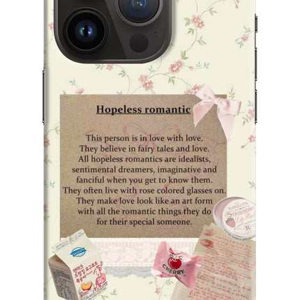 Hopeless Romantic iPhone 14 Pro Hard Case Back Cover by Casekaro