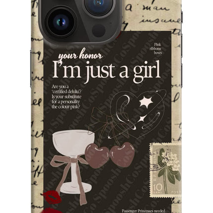 I am just a girl iPhone 14 Pro Hard Case Back Cover by Casekaro