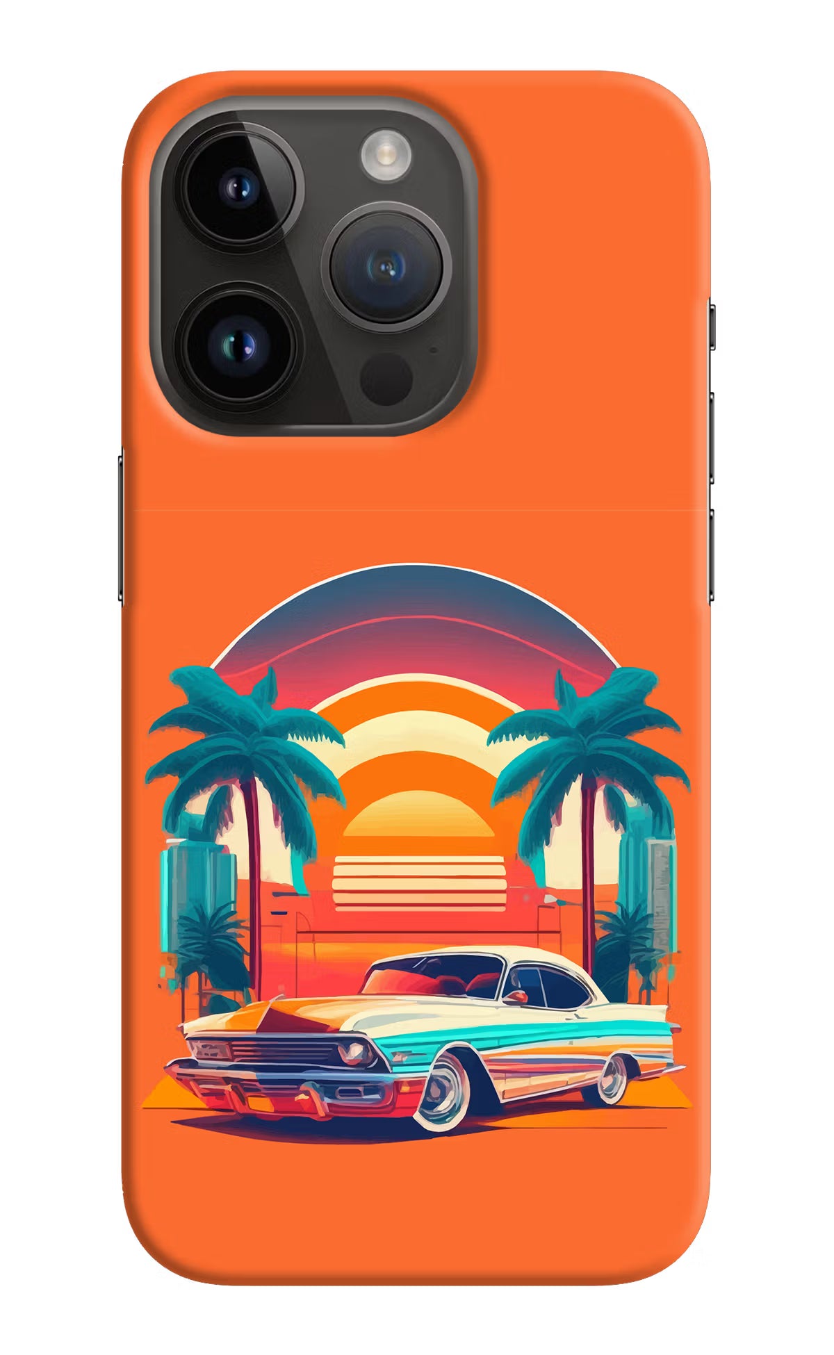 Palm Drive 80s iPhone 14 Pro Hard Case Back Cover by Casekaro