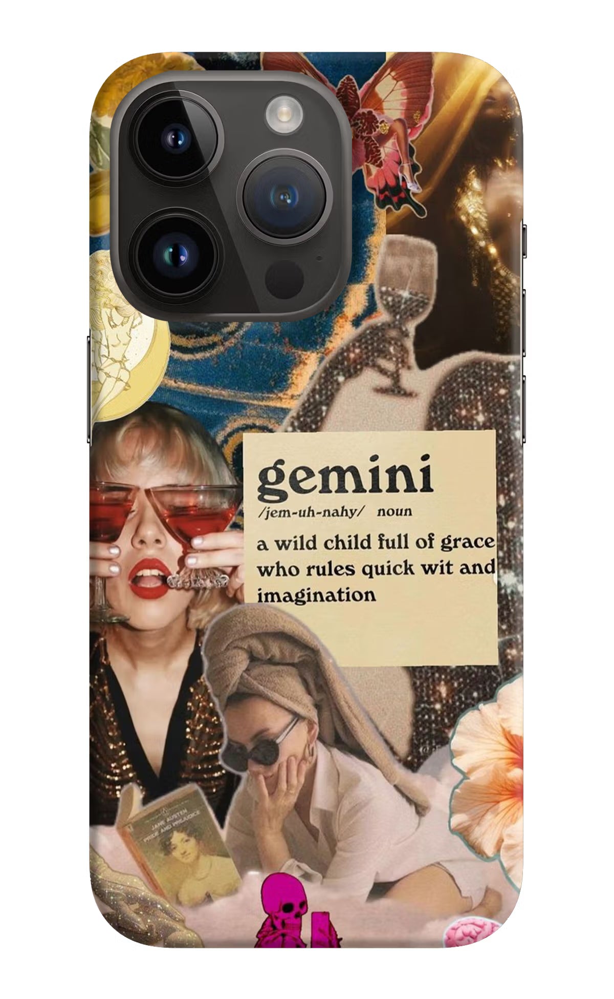 Gemini Zodiac iPhone 14 Pro Hard Case Back Cover by Casekaro