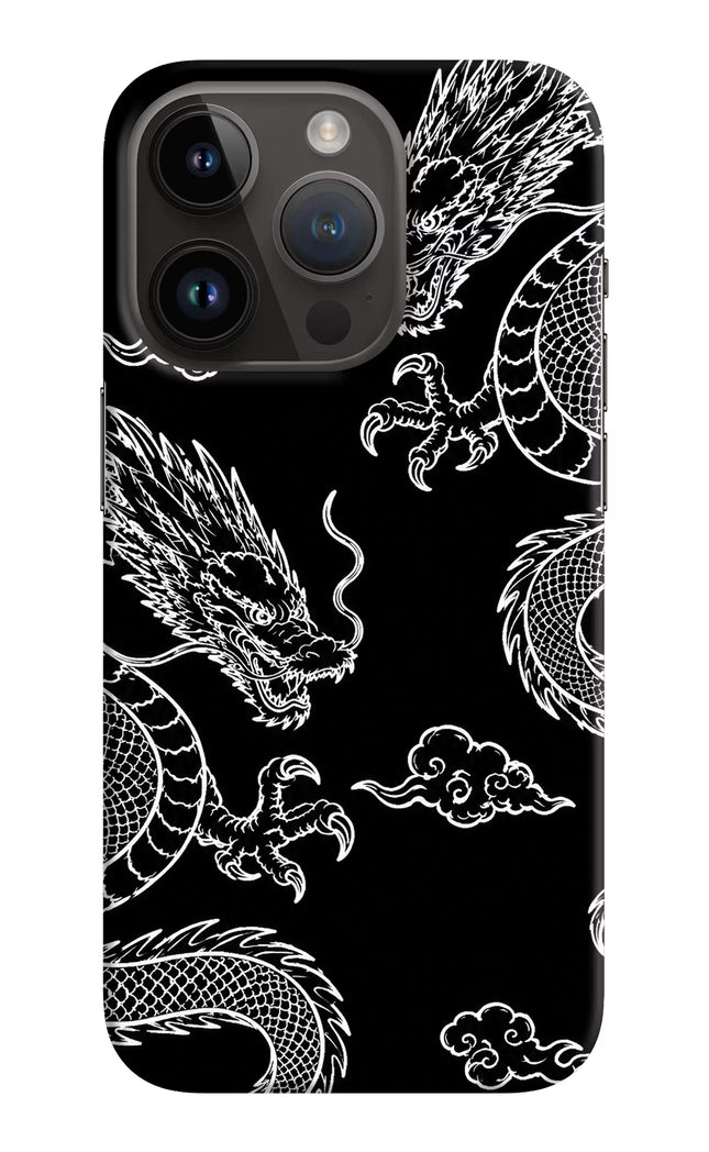 Twin Dragons iPhone 14 Pro Hard Case Back Cover by Casekaro