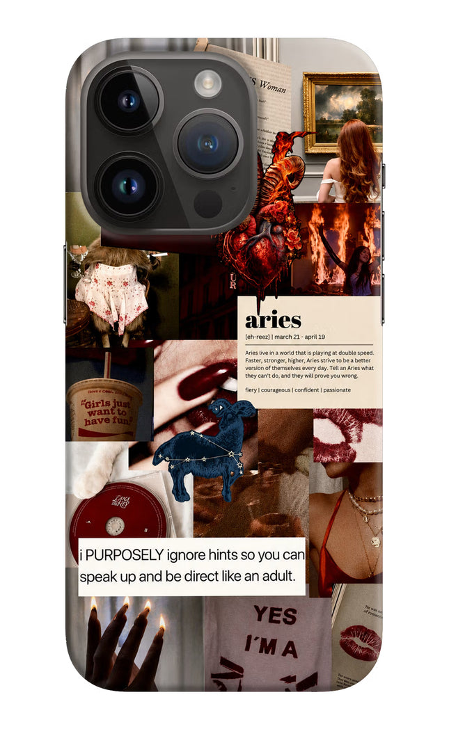 Zodiac Aries iPhone 14 Pro Hard Case Back Cover by Casekaro
