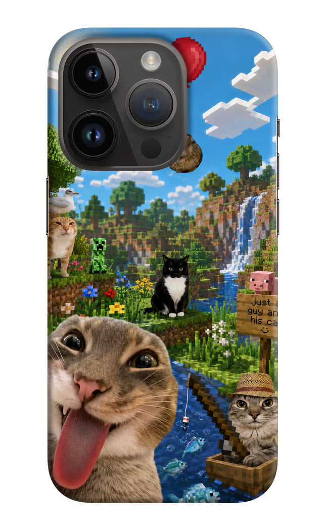 Minecraft Cat Chaos iPhone 14 Pro Hard Case Back Cover by Casekaro