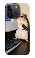 Hacker Hamster iPhone 14 Pro Hard Case Back Cover by Casekaro