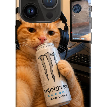 Gamer Cat Energy iPhone 14 Pro Hard Case Back Cover by Casekaro