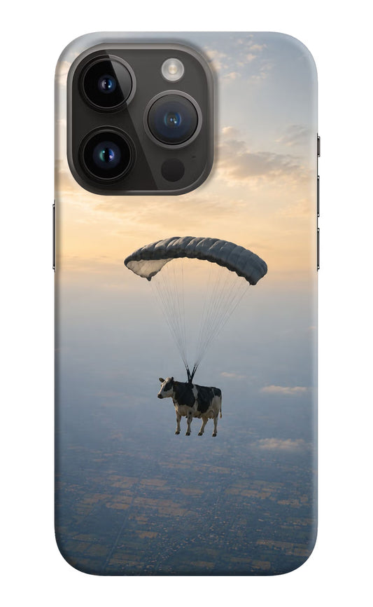 Skydiving Cow iPhone 14 Pro Hard Case Back Cover by Casekaro