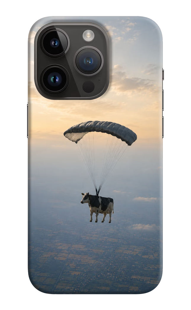 Skydiving Cow iPhone 14 Pro Hard Case Back Cover by Casekaro