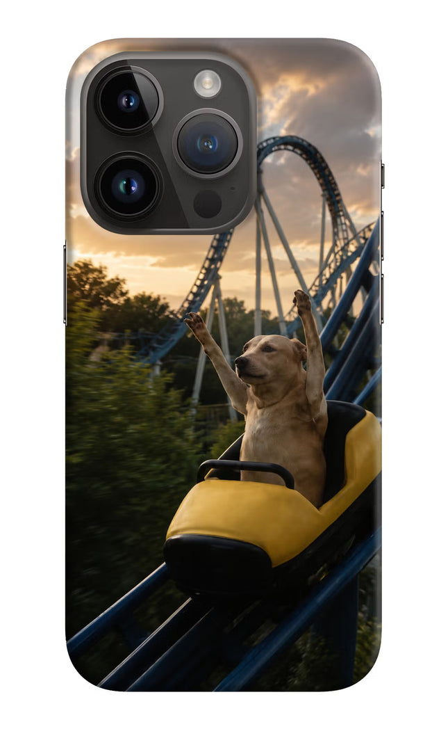 Rollercoaster Dog iPhone 14 Pro Hard Case Back Cover by Casekaro