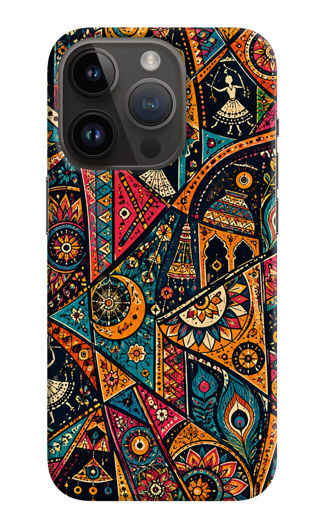 Folk Print iPhone 14 Pro Hard Case Back Cover by Casekaro