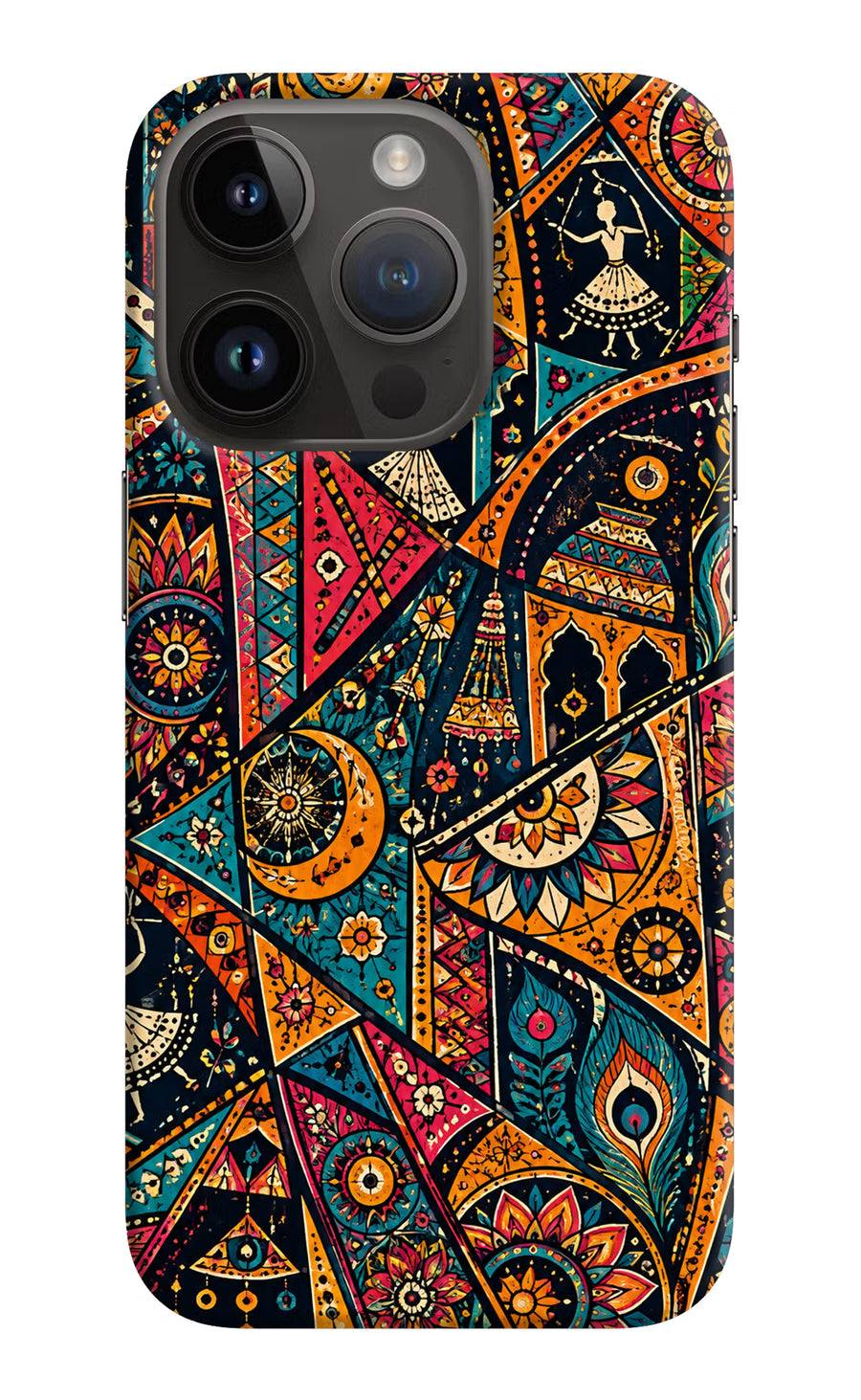 Folk Print iPhone 14 Pro Back Cover, Hard case