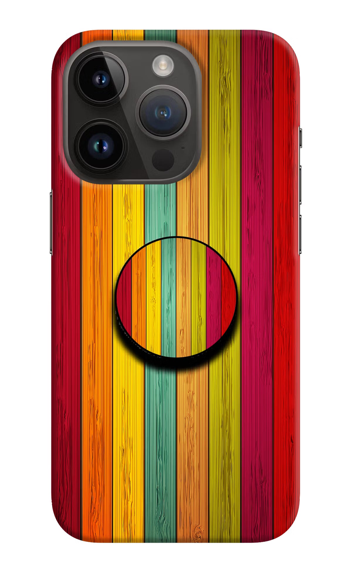 Multicolor Wooden iPhone 14 Pro Pop Case by Casekaro