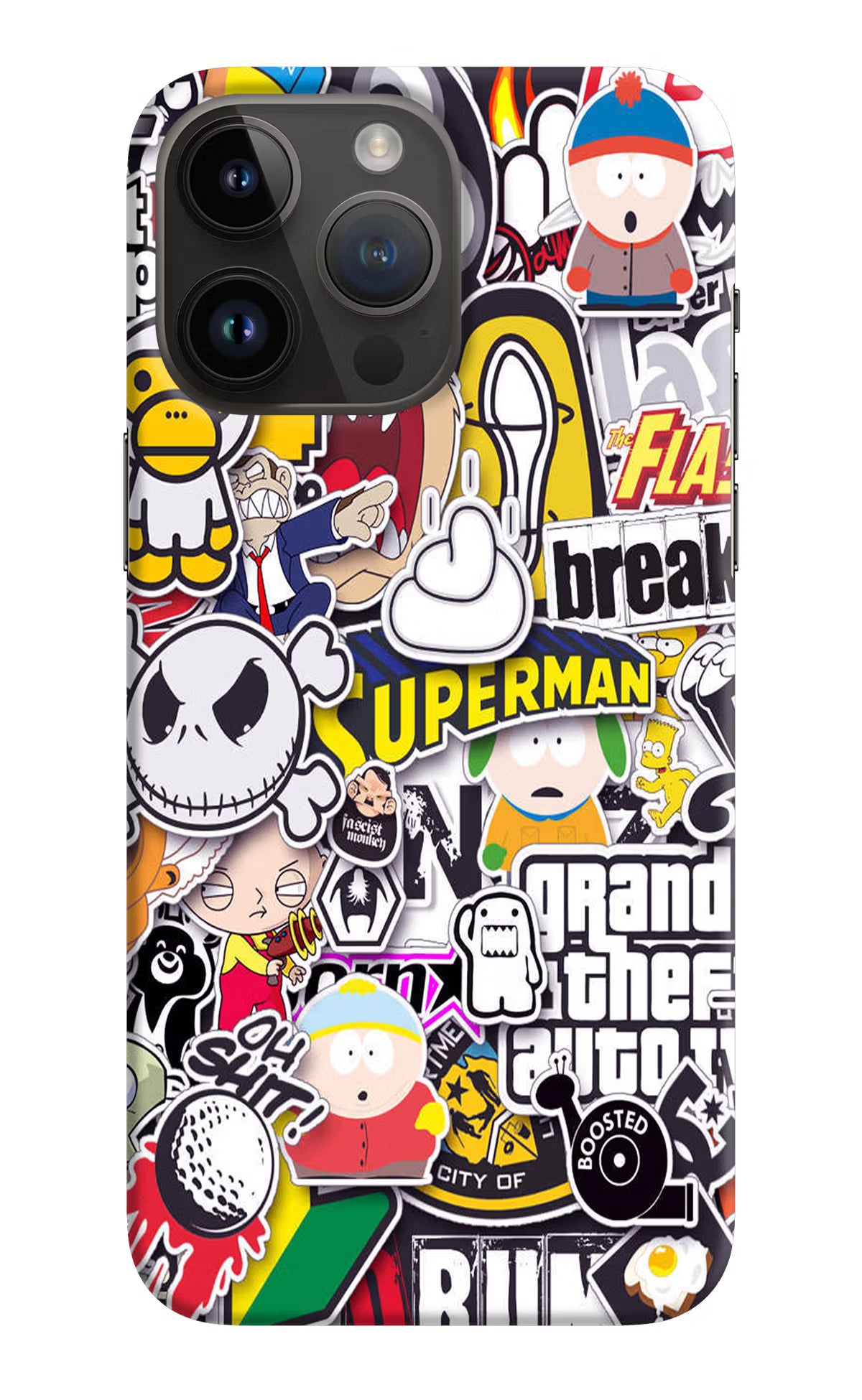 Sticker Bomb iPhone 14 Pro Max Hard Case Back Cover by Casekaro