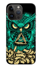 Green Owl iPhone 14 Pro Max Hard Case Back Cover by Casekaro