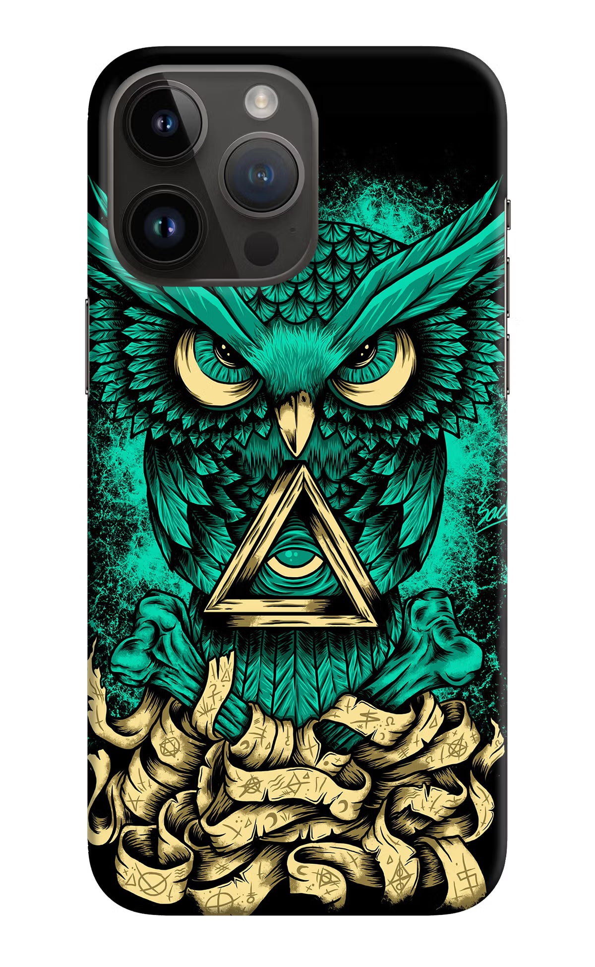 Green Owl iPhone 14 Pro Max Hard Case Back Cover by Casekaro