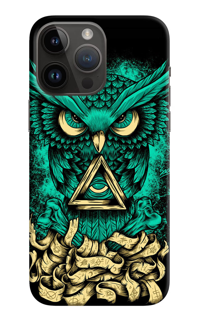 Green Owl iPhone 14 Pro Max Hard Case Back Cover by Casekaro