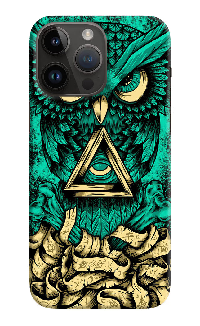Green Owl iPhone 14 Pro Max Hard Case Back Cover by Casekaro