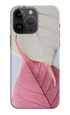 White Pink Leaf iPhone 14 Pro Max Hard Case Back Cover by Casekaro