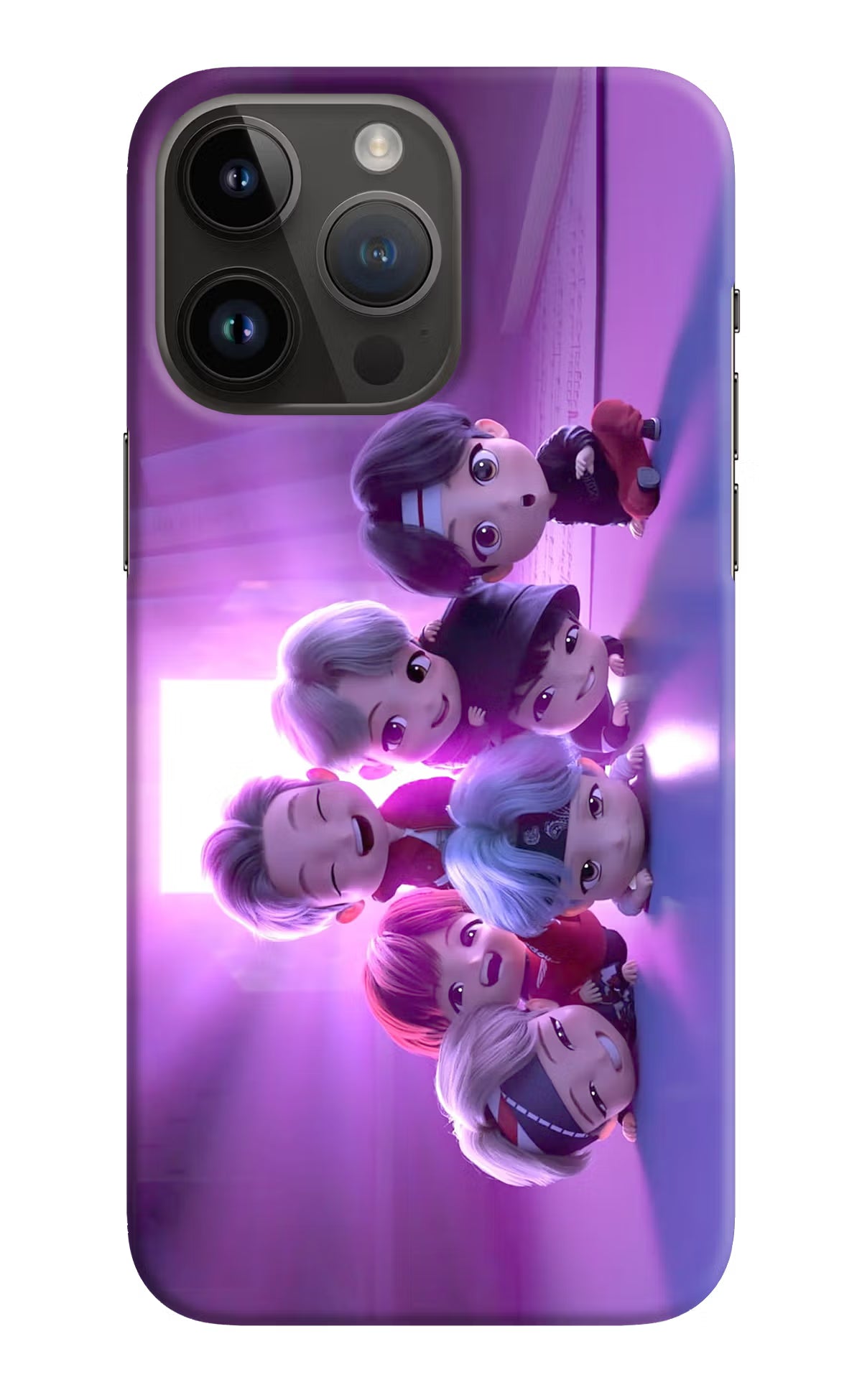 BTS Chibi iPhone 14 Pro Max Hard Case Back Cover by Casekaro