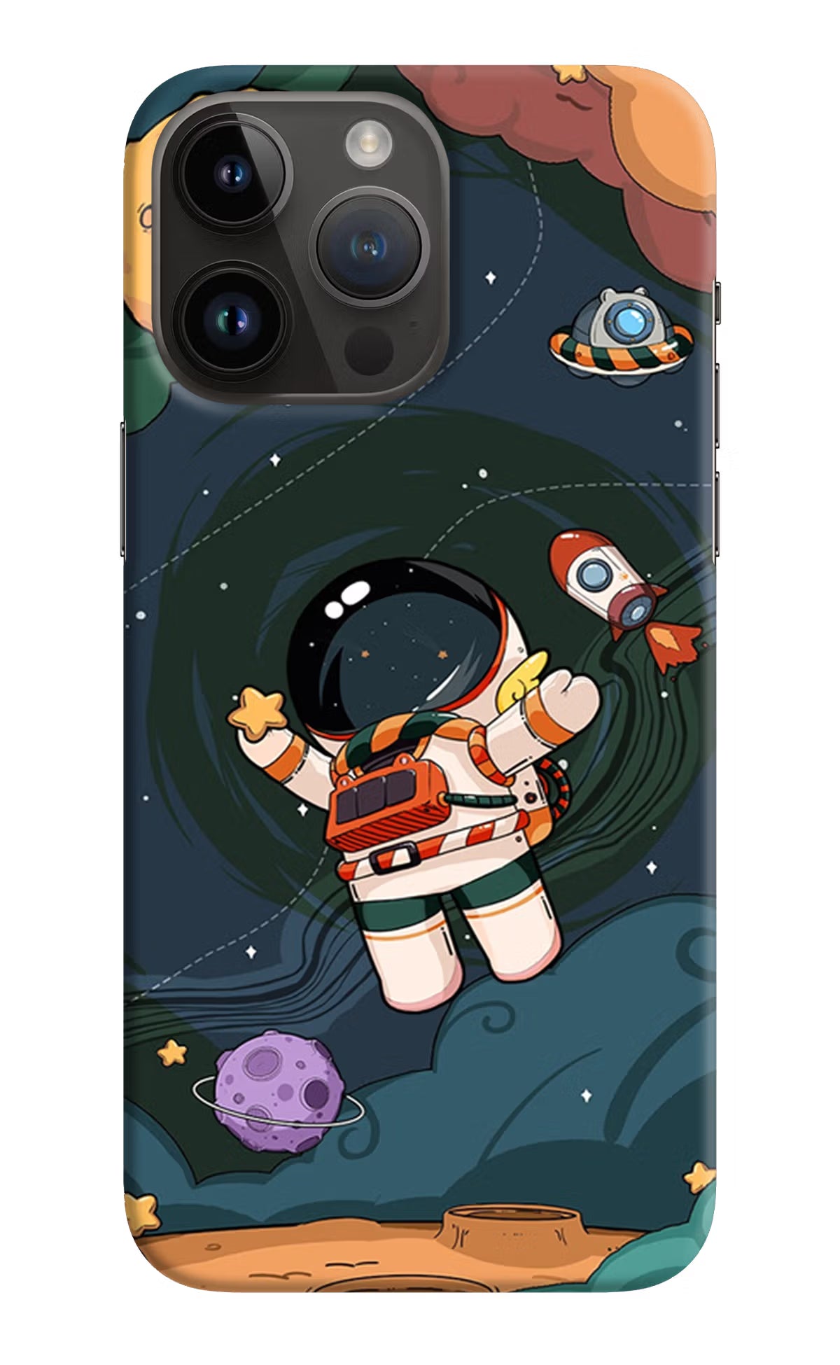 Cartoon Astronaut iPhone 14 Pro Max Hard Case Back Cover by Casekaro