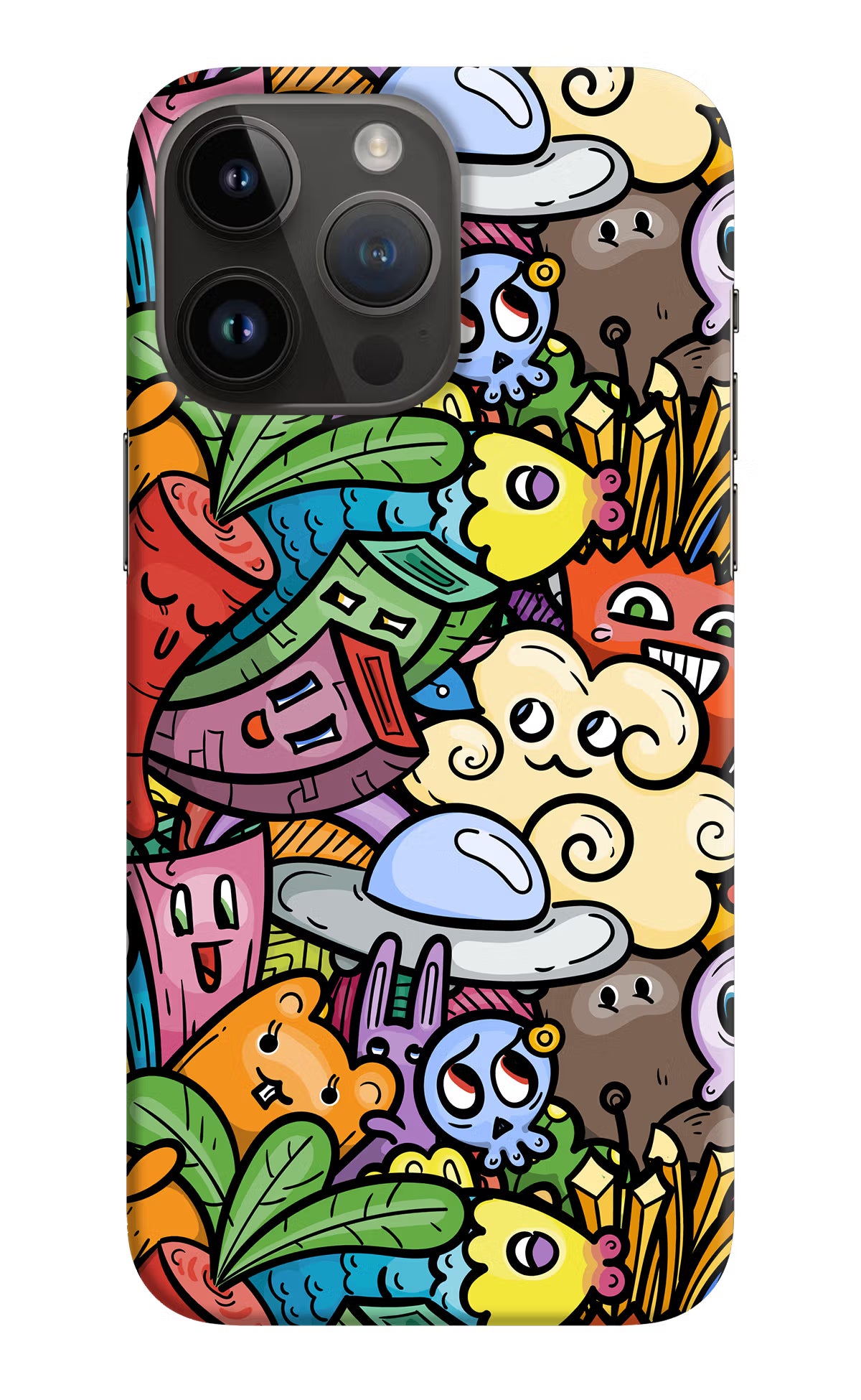 Veggie Doodle iPhone 14 Pro Max Hard Case Back Cover by Casekaro