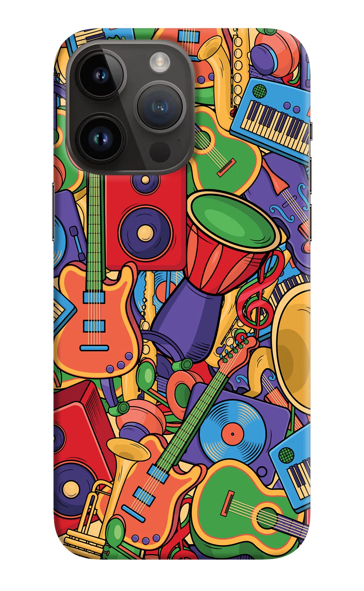 Music Instrument Doodle iPhone 14 Pro Max Hard Case Back Cover by Casekaro
