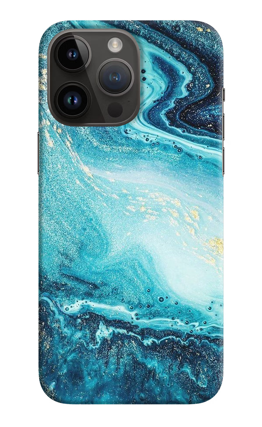 Blue Glitter Marble iPhone 14 Pro Max Back Cover, Hard case