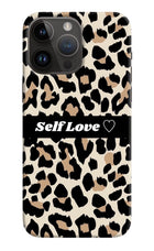 Leopard Print Self Love iPhone 14 Pro Max Hard Case Back Cover by Casekaro