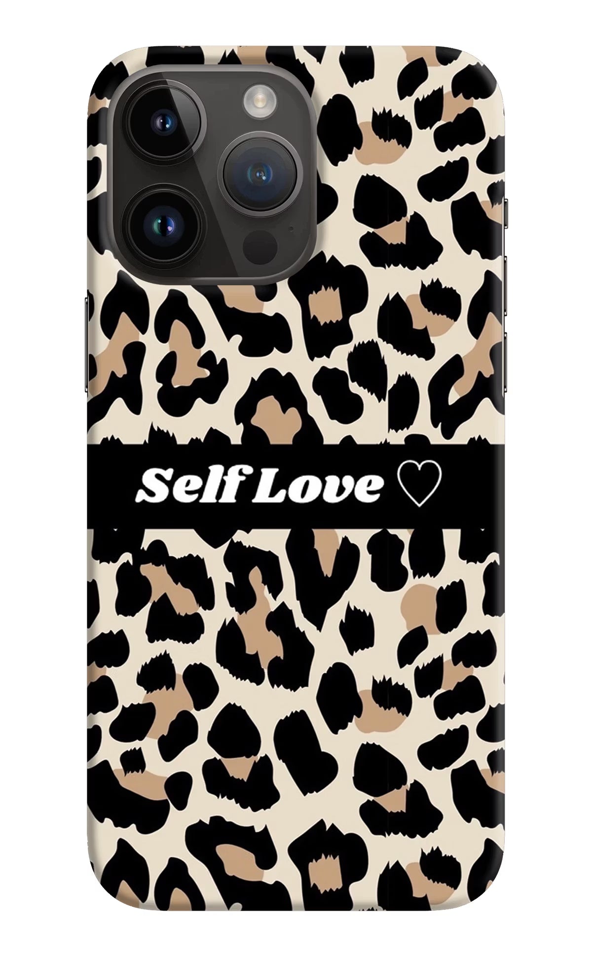 Leopard Print Self Love iPhone 14 Pro Max Hard Case Back Cover by Casekaro