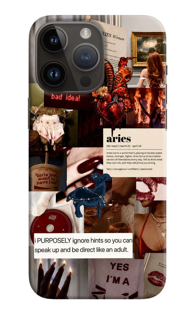 Zodiac Aries iPhone 14 Pro Max Hard Case Back Cover by Casekaro