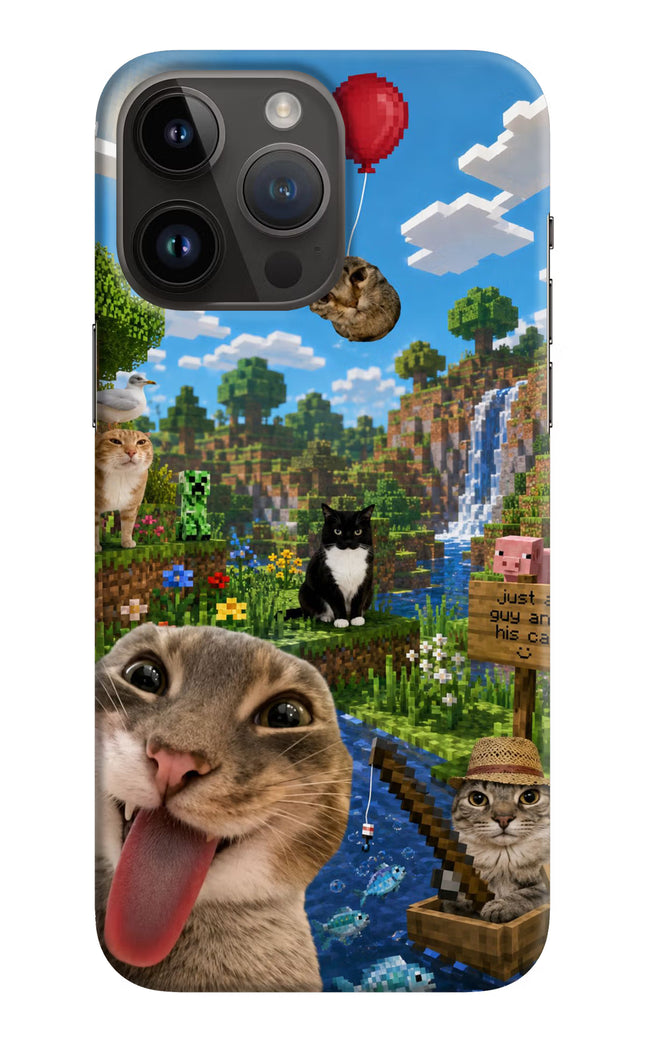 Minecraft Cat Chaos iPhone 14 Pro Max Hard Case Back Cover by Casekaro