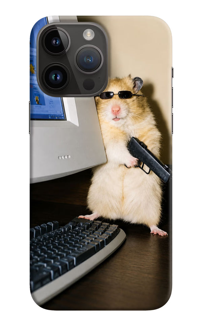Hacker Hamster iPhone 14 Pro Max Hard Case Back Cover by Casekaro
