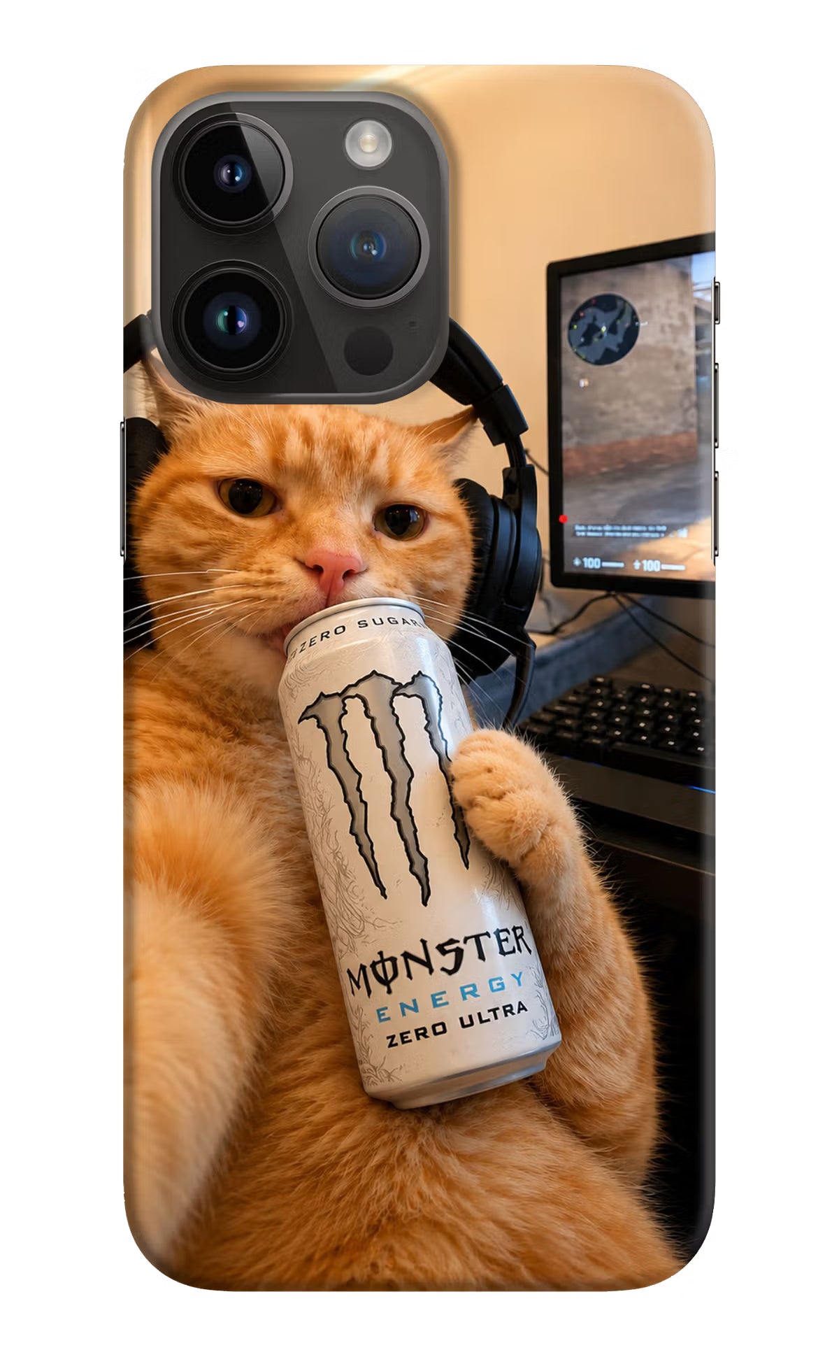 Gamer Cat Energy iPhone 14 Pro Max Back Cover