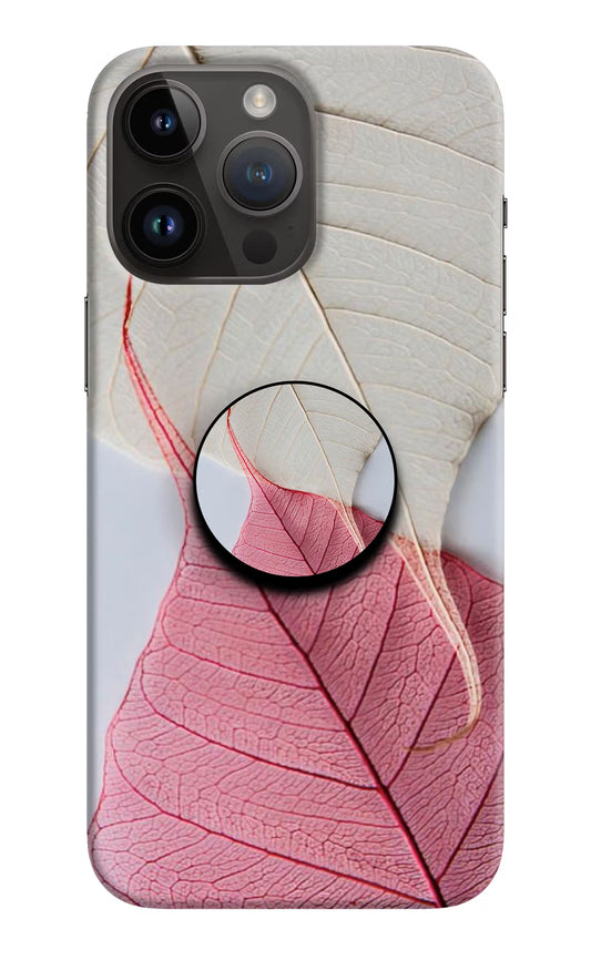 White Pink Leaf iPhone 14 Pro Max Pop Case by Casekaro