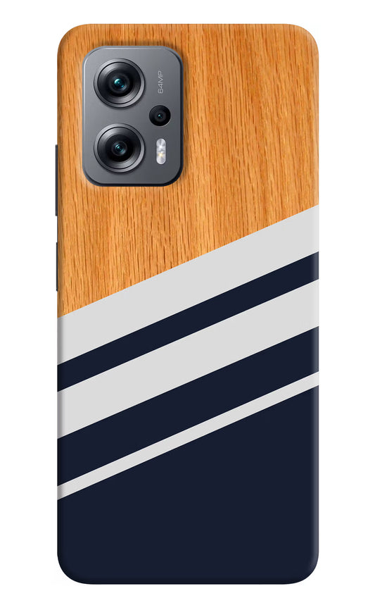 Blue and white wooden Redmi K50i Hard Case Back Cover by Casekaro