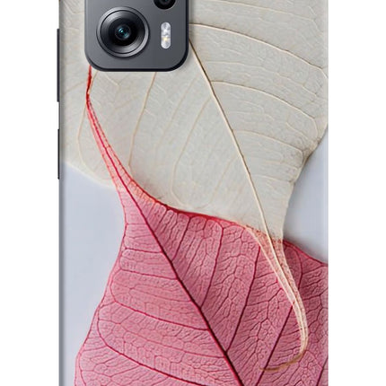 White Pink Leaf Redmi K50i Hard Case Back Cover by Casekaro