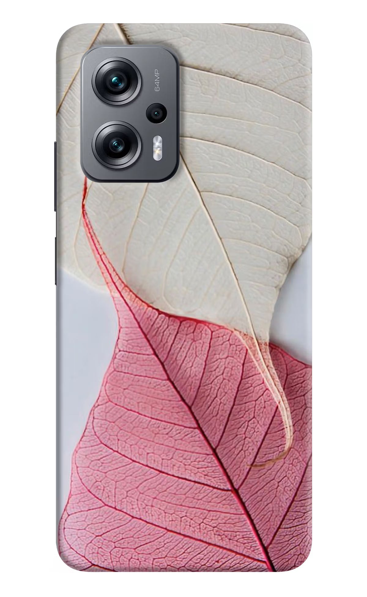 White Pink Leaf Redmi K50i Hard Case Back Cover by Casekaro