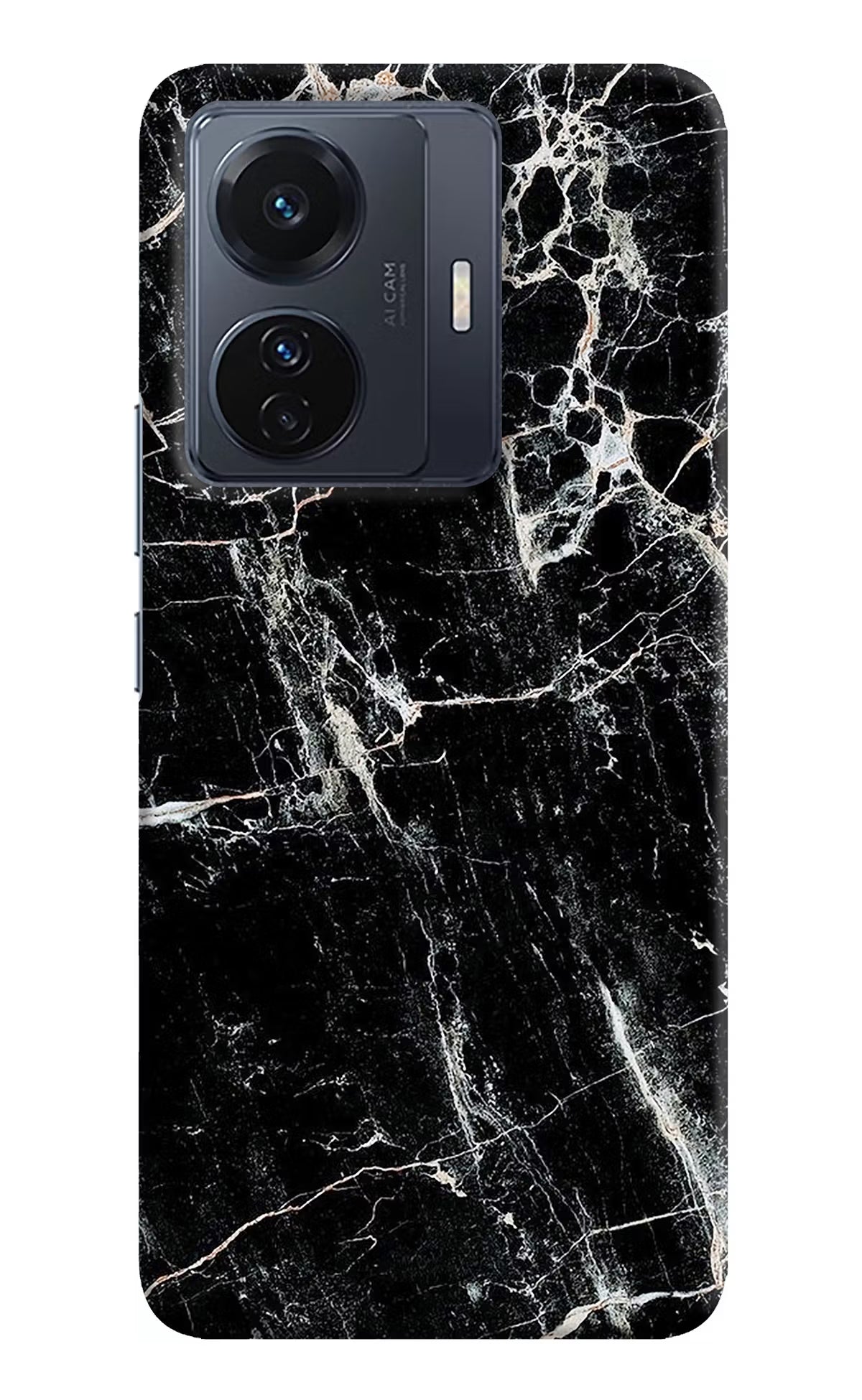 Black Marble Texture Vivo T1 Pro 5G Hard Case Back Cover by Casekaro