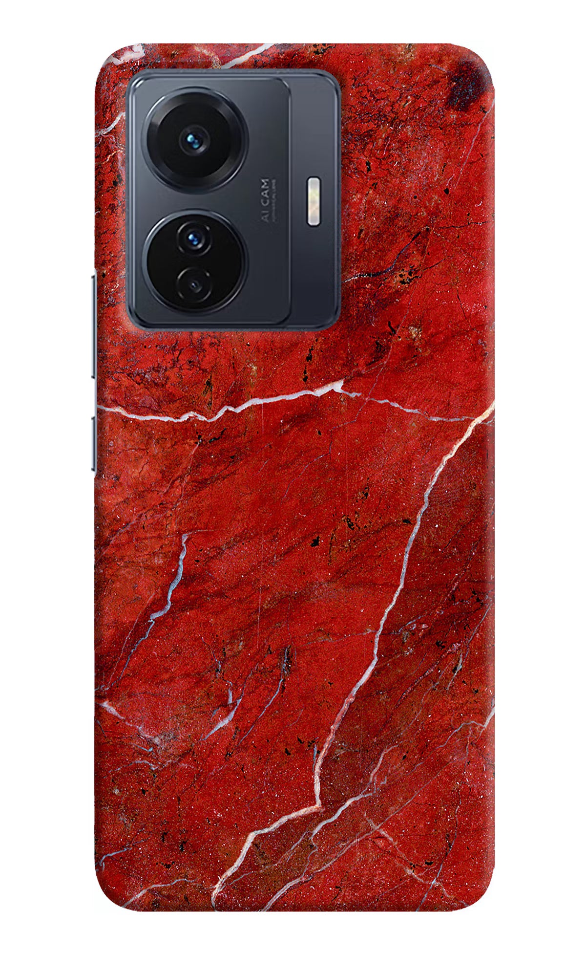 Red Marble Design Vivo T1 Pro 5G Hard Case Back Cover by Casekaro