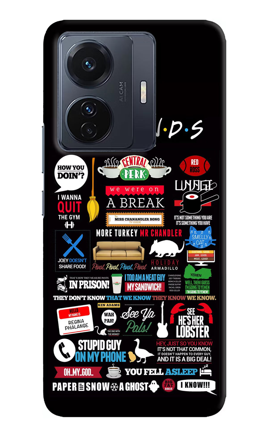 FRIENDS Vivo T1 Pro 5G Back Cover, Hard case
